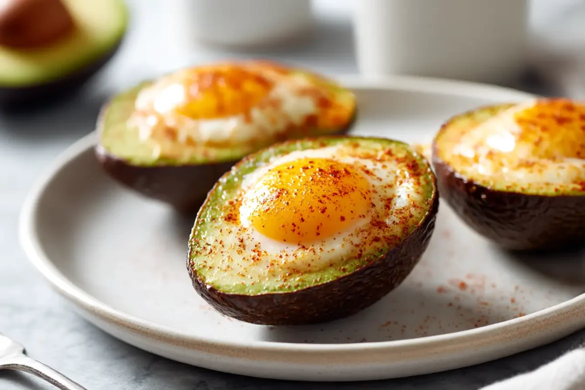 Gebackene Avocado im Airfryer für einen köstlichen Snack.