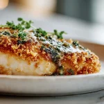 Airfryer Hähnchenbrust mit Kräuterkruste zubereitet.