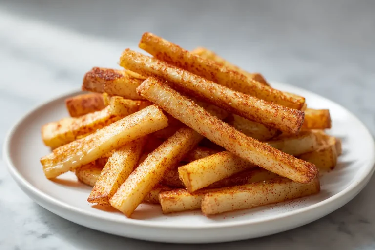 Leckere Airfryer Kohlrabi Pommes für einen gesunden Snack.