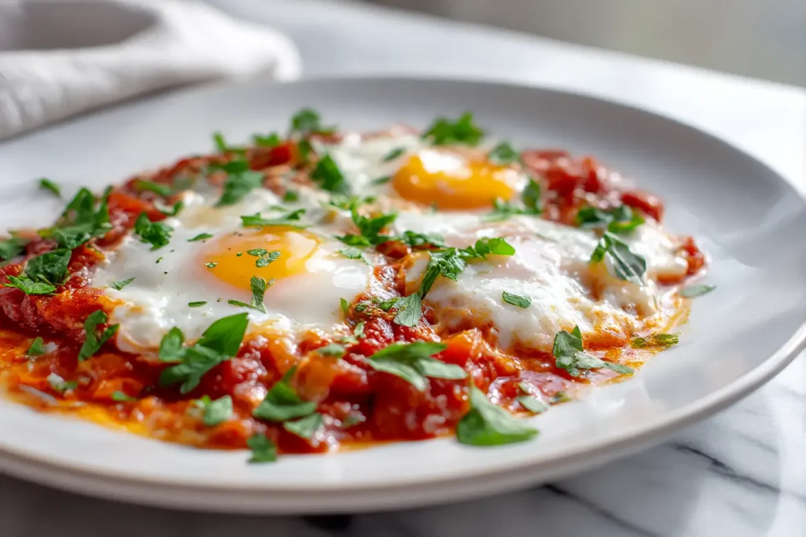 Leckeres Airfryer Shakshuka Rezept in der Heißluftfritteuse zubereitet.