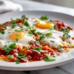 Leckeres Airfryer Shakshuka Rezept in der Heißluftfritteuse zubereitet.