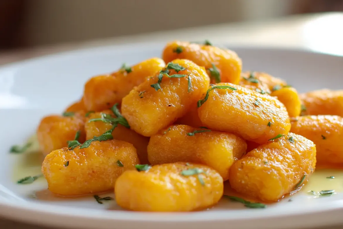 Leckere Gnocchi aus Süßkartoffeln, zubereitet im Airfryer.