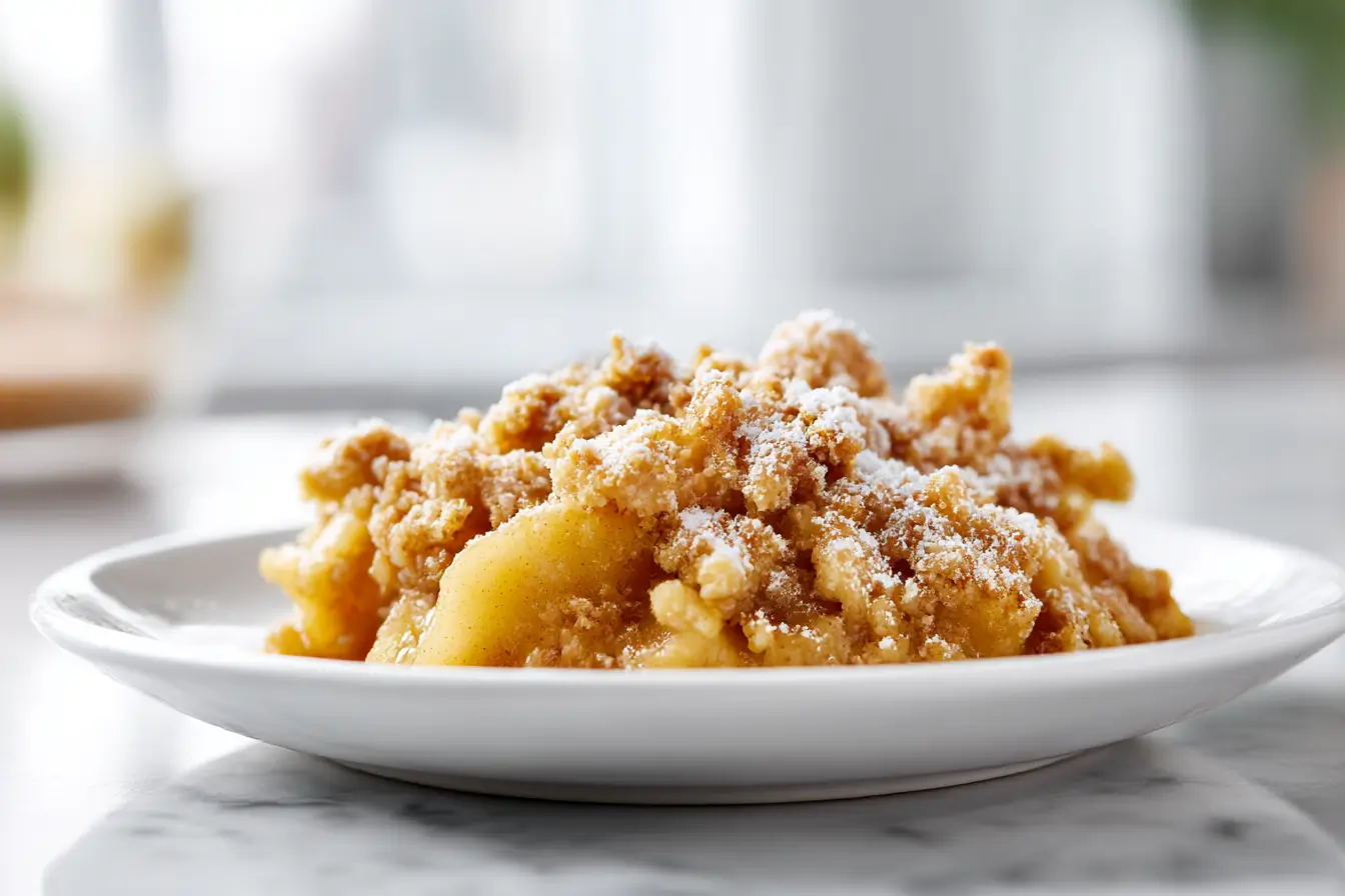 Leckeres winterliches Birnen-Crumble aus dem Airfryer – perfekt für kalte Tage.