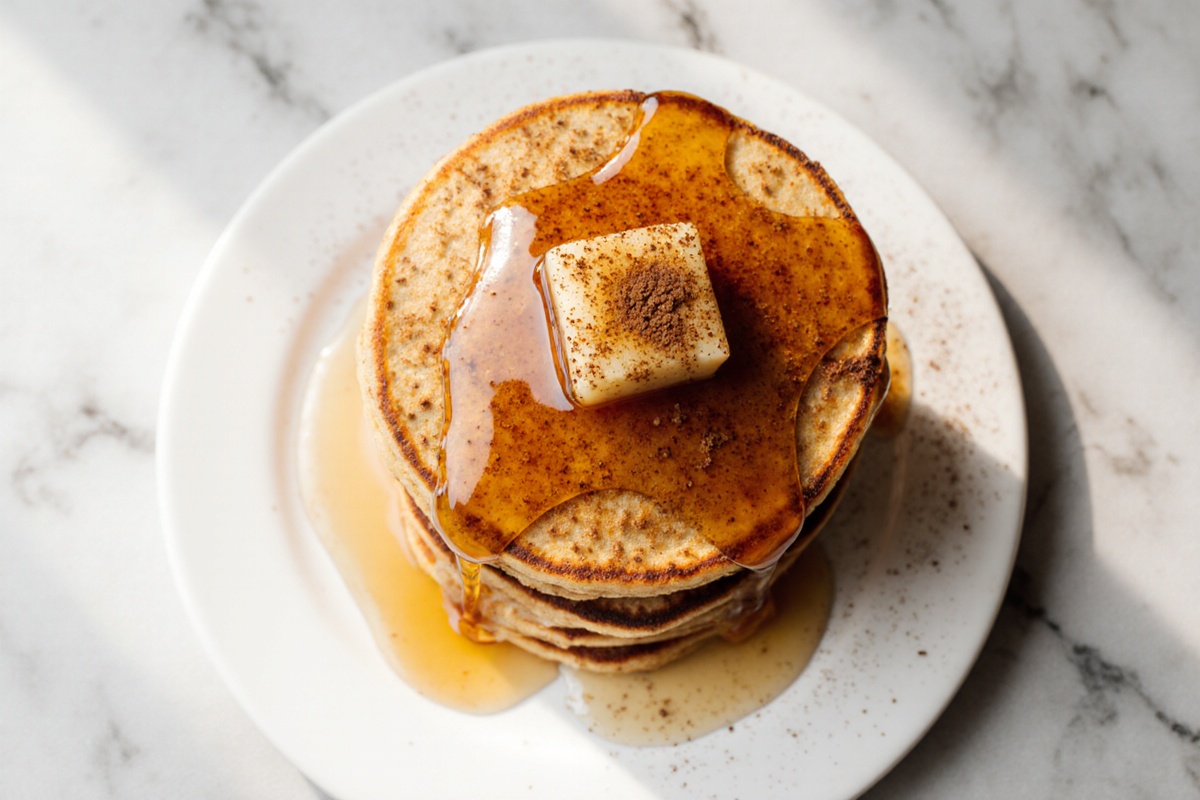 Apfelpfannkuchen in der Heißluftfritteuse frisch zubereitet.