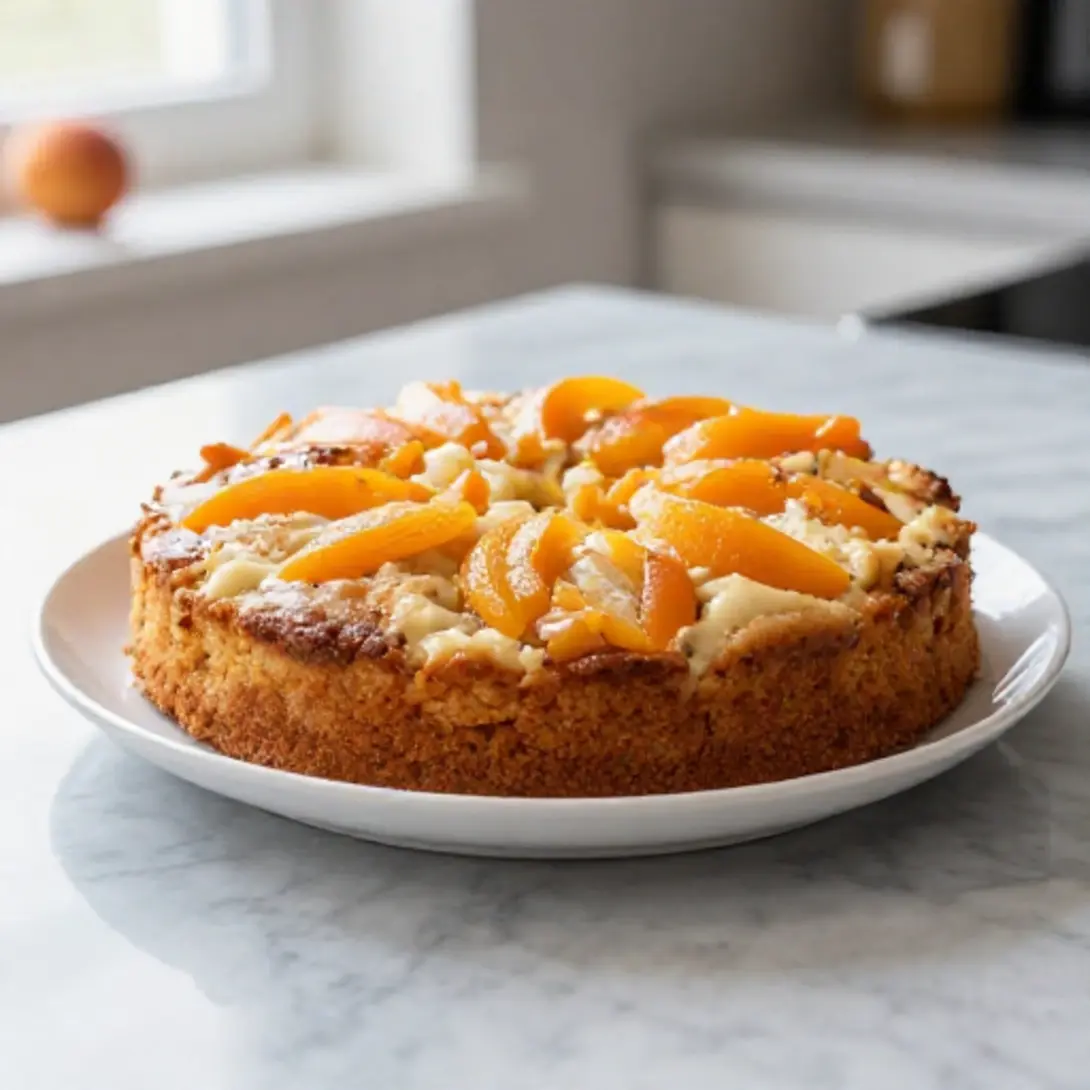 Aprikosenkuchen aus der Heißluftfritteuse, ideal für ein Dessert.