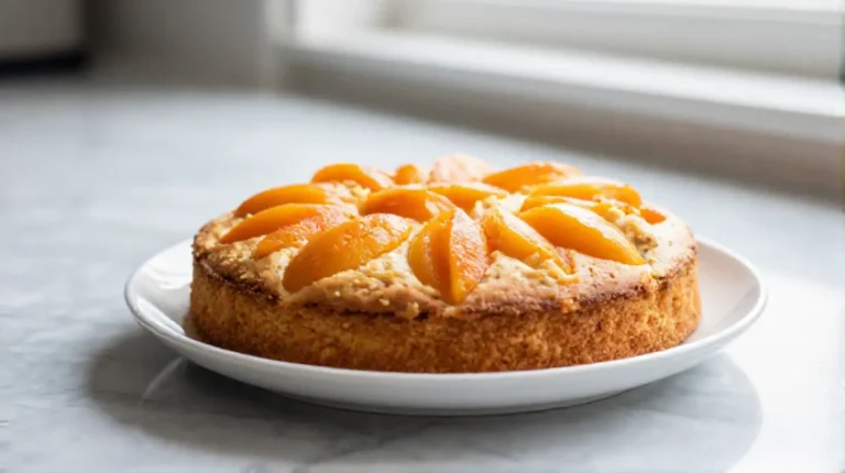 Aprikosenkuchen aus der Heißluftfritteuse, frisch gebacken und köstlich.