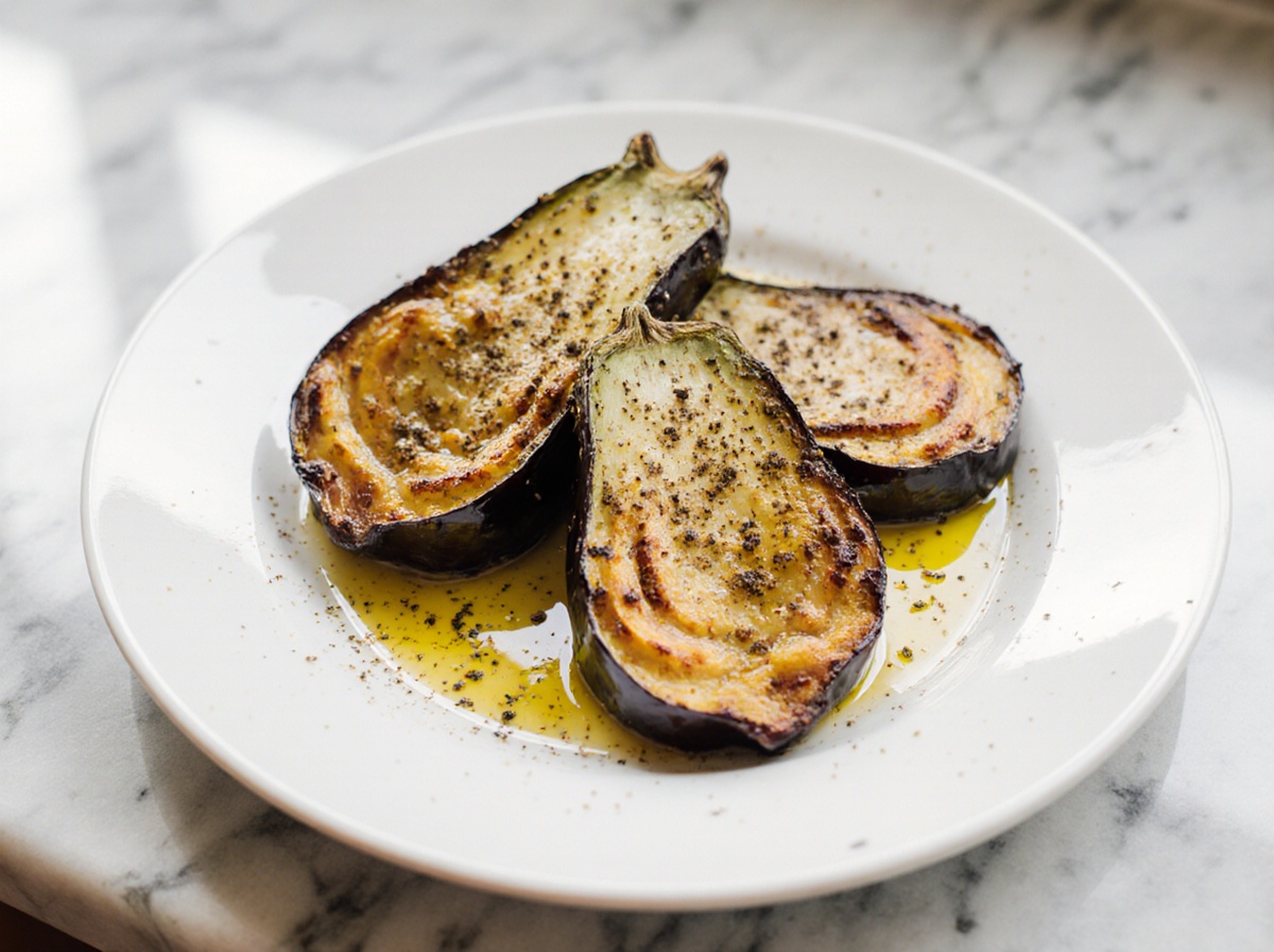 Leckere Aubergine aus der Heißluftfritteuse zubereitet.