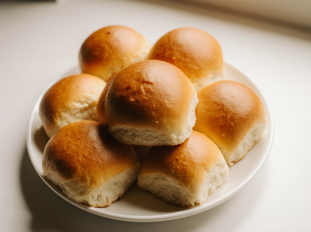 Leckere Aufbackbrötchen frisch zubereitet in der Heißluftfritteuse.