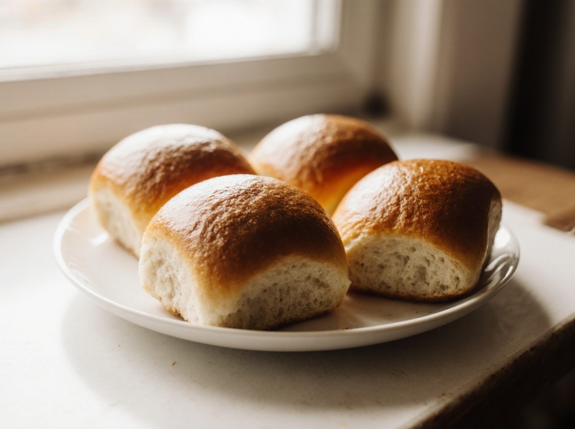 Aufbackbrötchen in der Heißluftfritteuse frisch zubereitet.