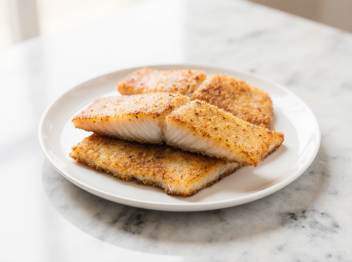 Leckerer Backfisch in der Heißluftfritteuse zubereitet.