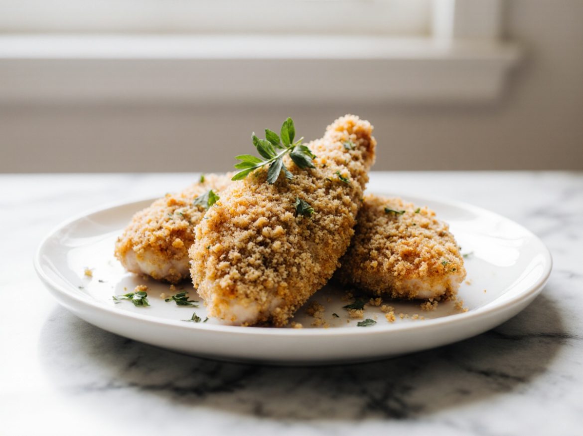 Leckeres Backhendl aus der Heißluftfritteuse, knusprig und saftig.