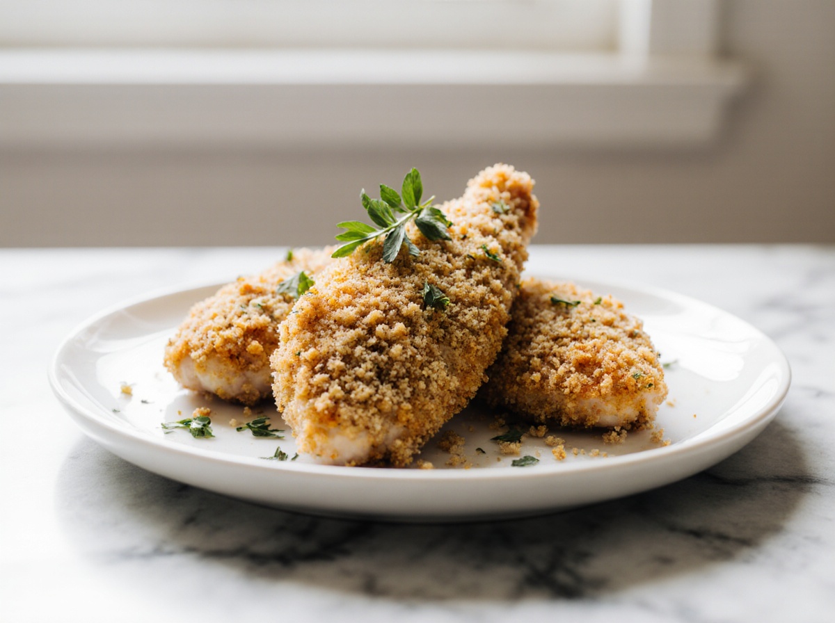 Leckeres Backhendl aus der Heißluftfritteuse, knusprig und saftig.