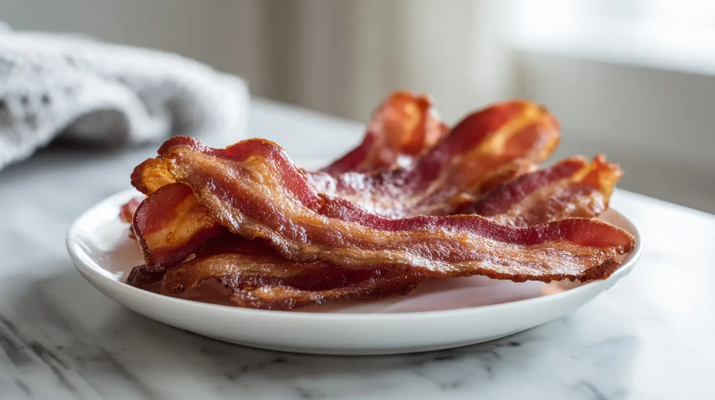 Bacon in der Heißluftfritteuse zubereitet für einen köstlichen Genuss.