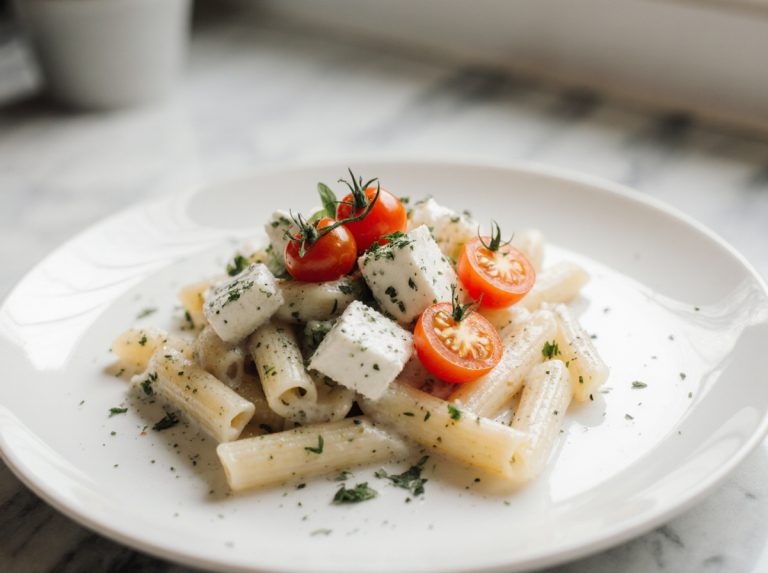 Baked Feta Pasta aus der Heißluftfritteuse Leckeres Rezept für Baked Feta Pasta aus der Heißluftfritteuse.