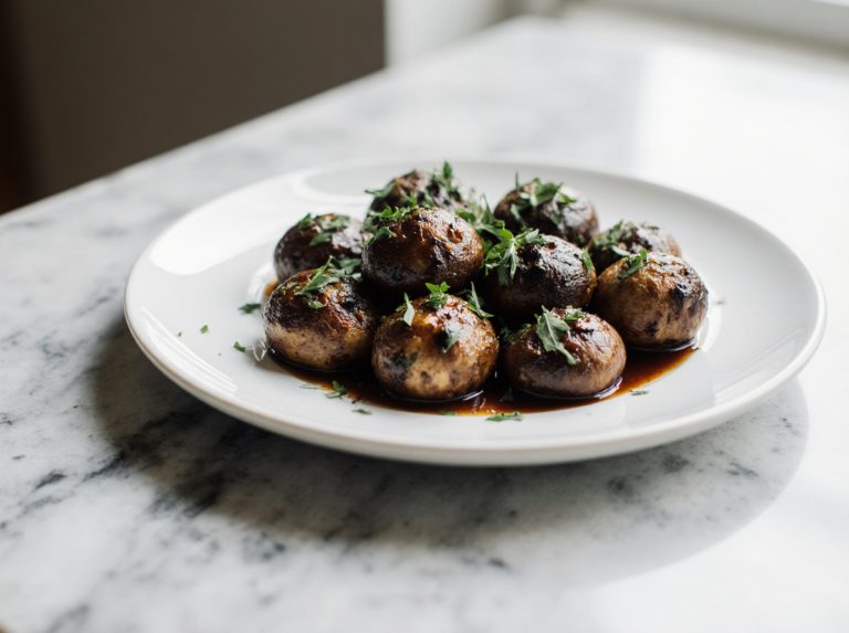 Balsamico Champignons aus der Heißluftfritteuse für ein schnelles Abendessen.