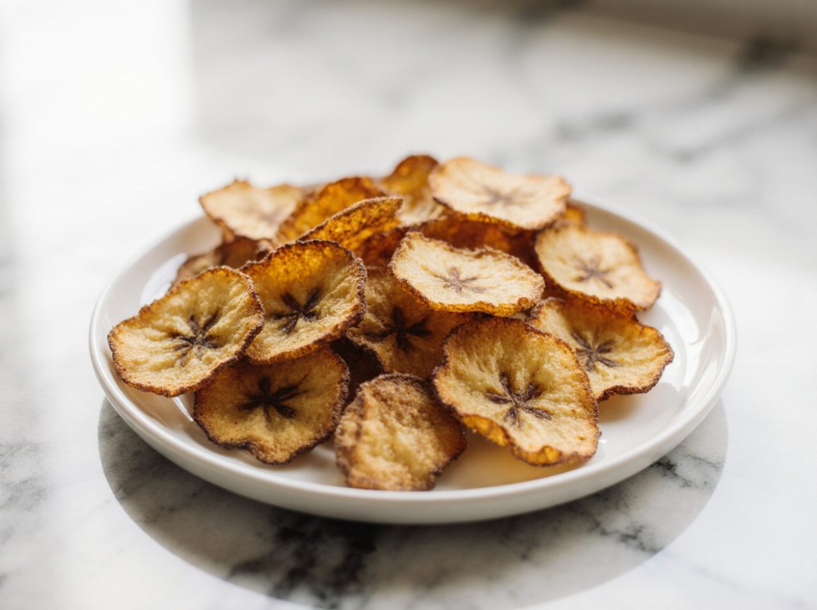 Leckere Bananenchips aus dem Airfryer, knusprig und gesund.