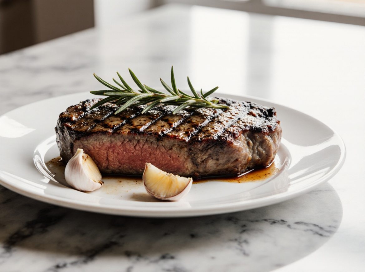 Saftiges Beefsteak zubereitet im Airfryer.