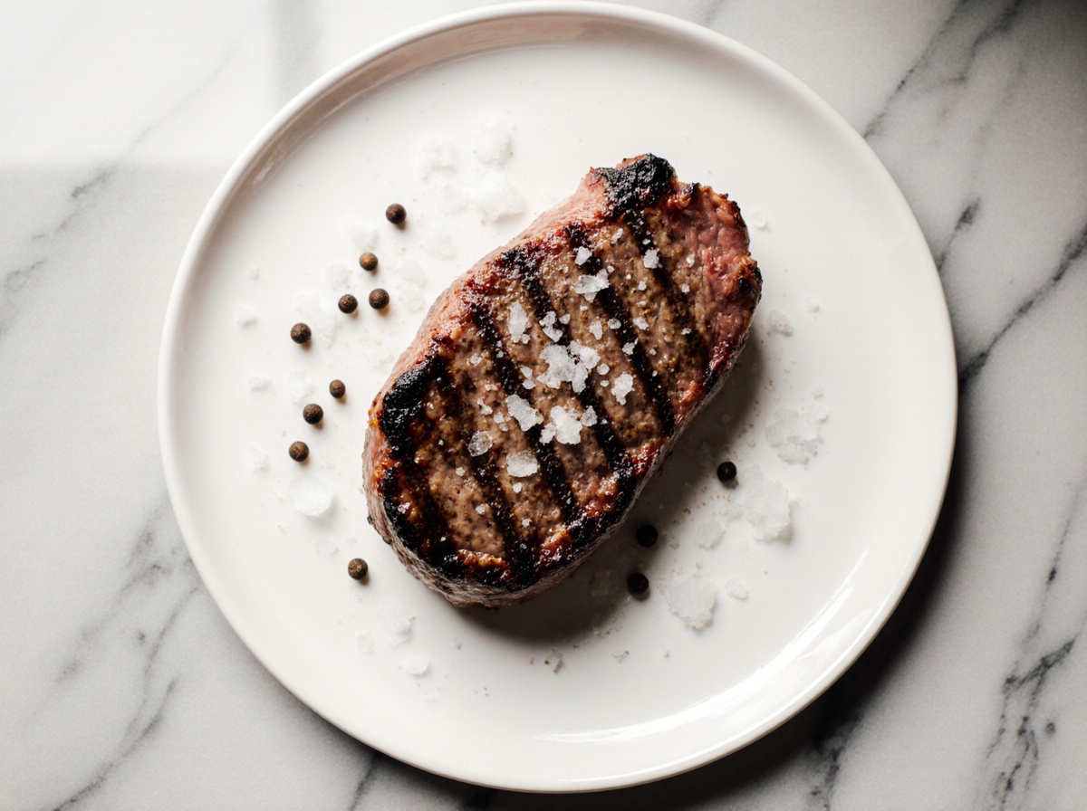 Leckeres Beefsteak in der Heißluftfritteuse zubereitet.