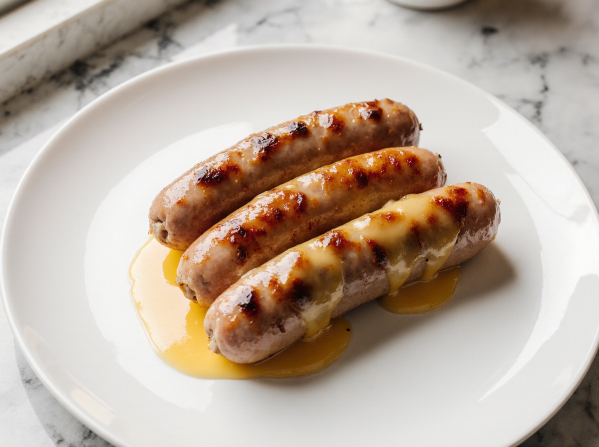 Berner Würstchen in der Heißluftfritteuse frisch zubereitet.