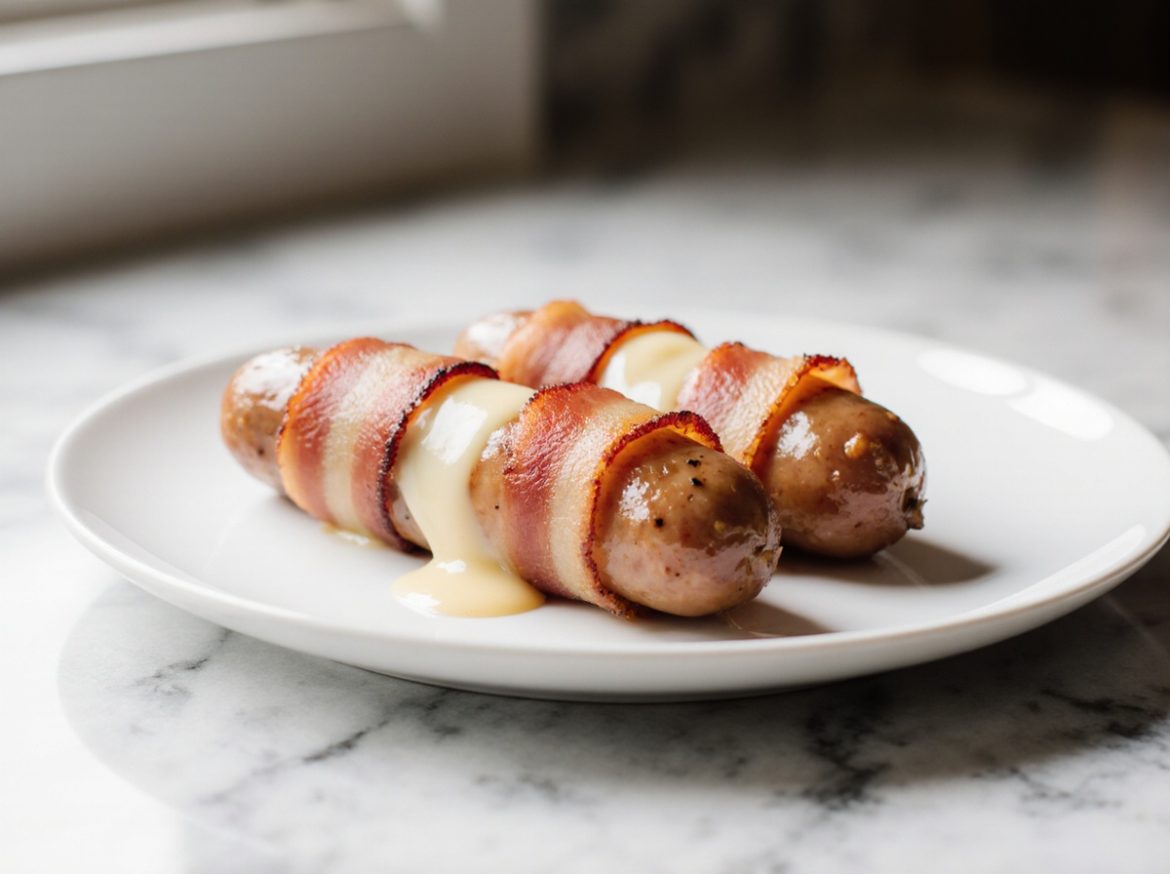 Berner Würstchen zubereitet in der Heißluftfritteuse.