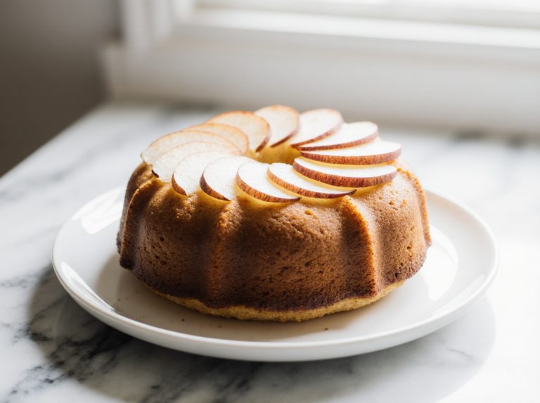 Ein köstlicher Birnenkuchen, der perfekt in der Heißluftfritteuse zubereitet wird.