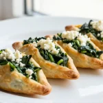 Leckere Blätterteigtaschen mit Spinat und Feta aus dem Airfryer.