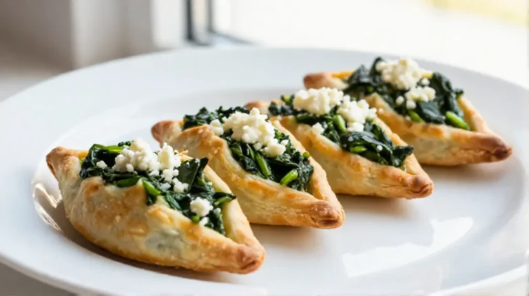 Leckere Blätterteigtaschen mit Spinat und Feta aus dem Airfryer.