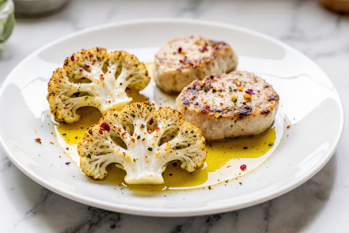 Blumenkohl steak in der Heißluftfritteuse zubereitet
