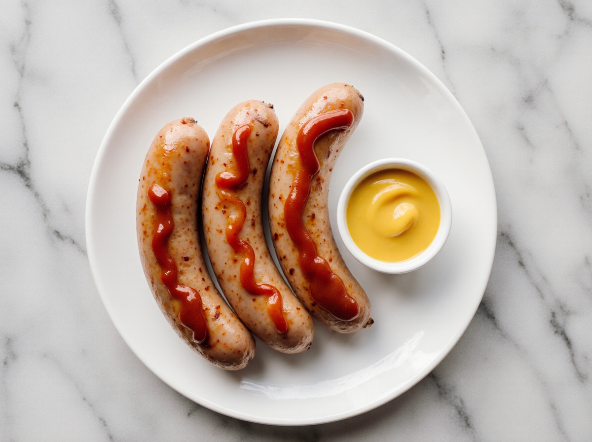 Leckere Bratwurst, perfekt zubereitet in der Heißluftfritteuse.