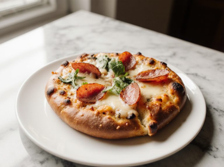 Leckere Brezel Pizza aus der Heißluftfritteuse, perfekt für einen snack zwischendurch.