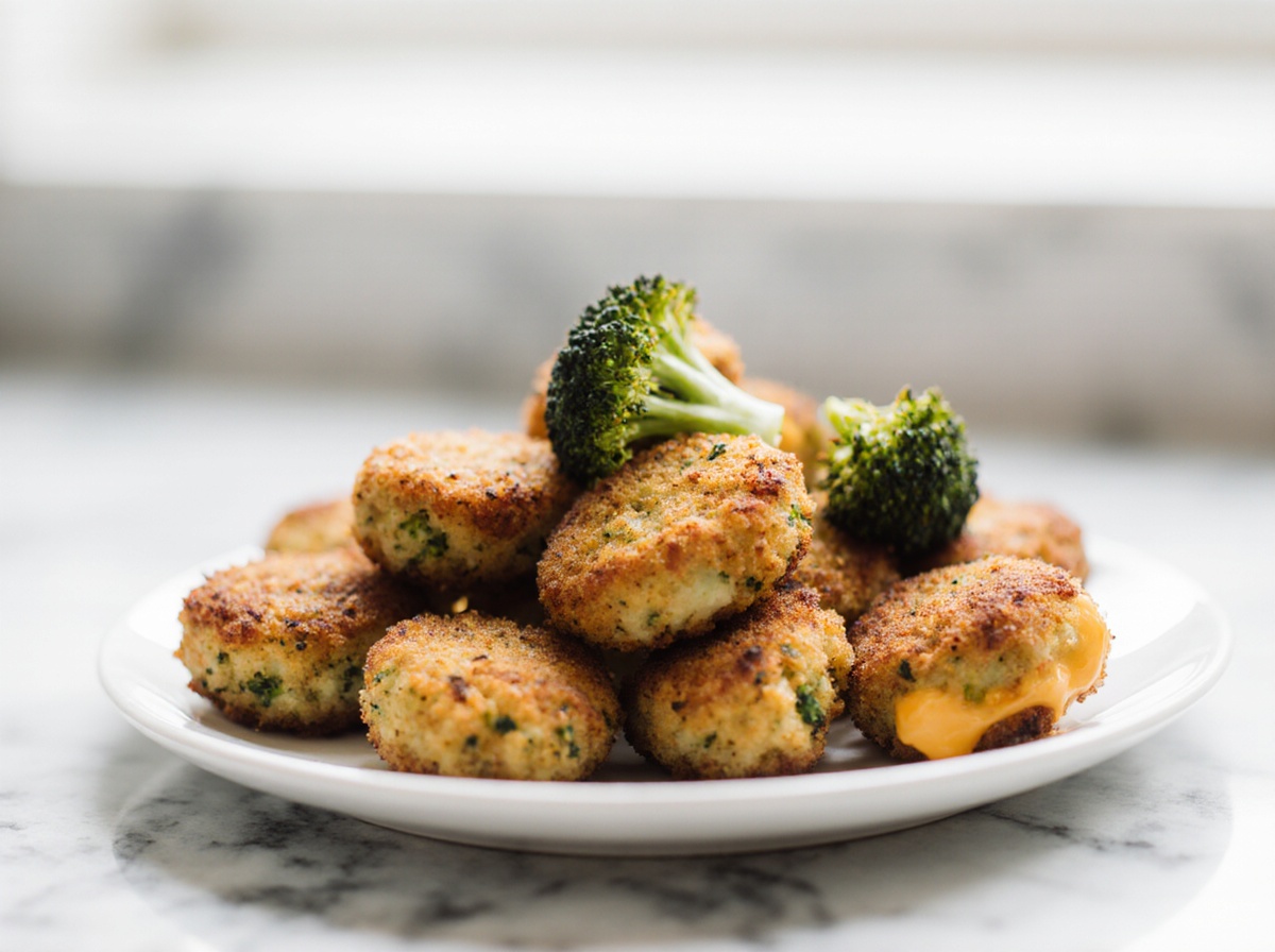 Leckere Brokkoli-Käse-Nuggets aus der Heißluftfritteuse.