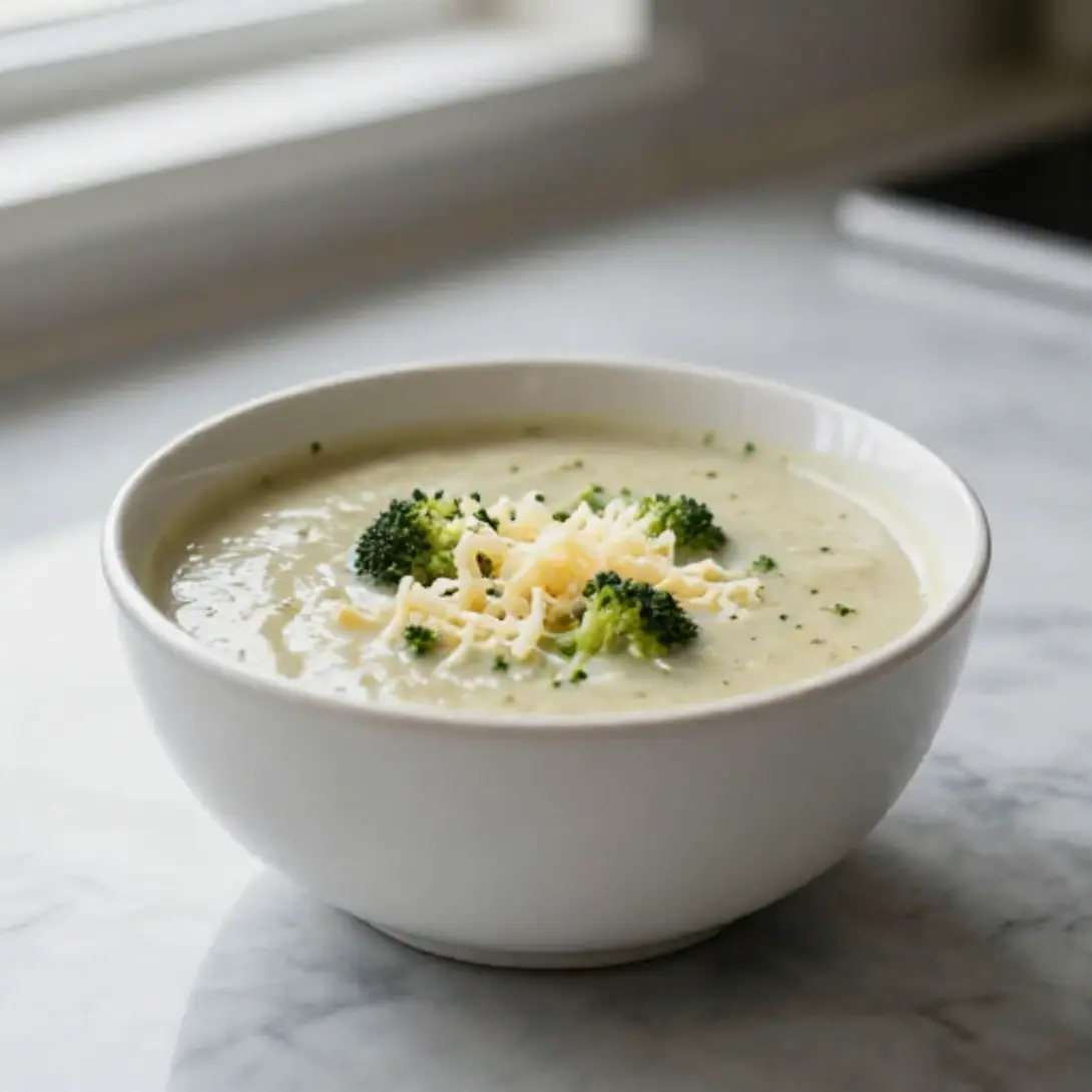 Wärmende Brokkoli-Käse-Suppe aus der Heißluftfritteuse.