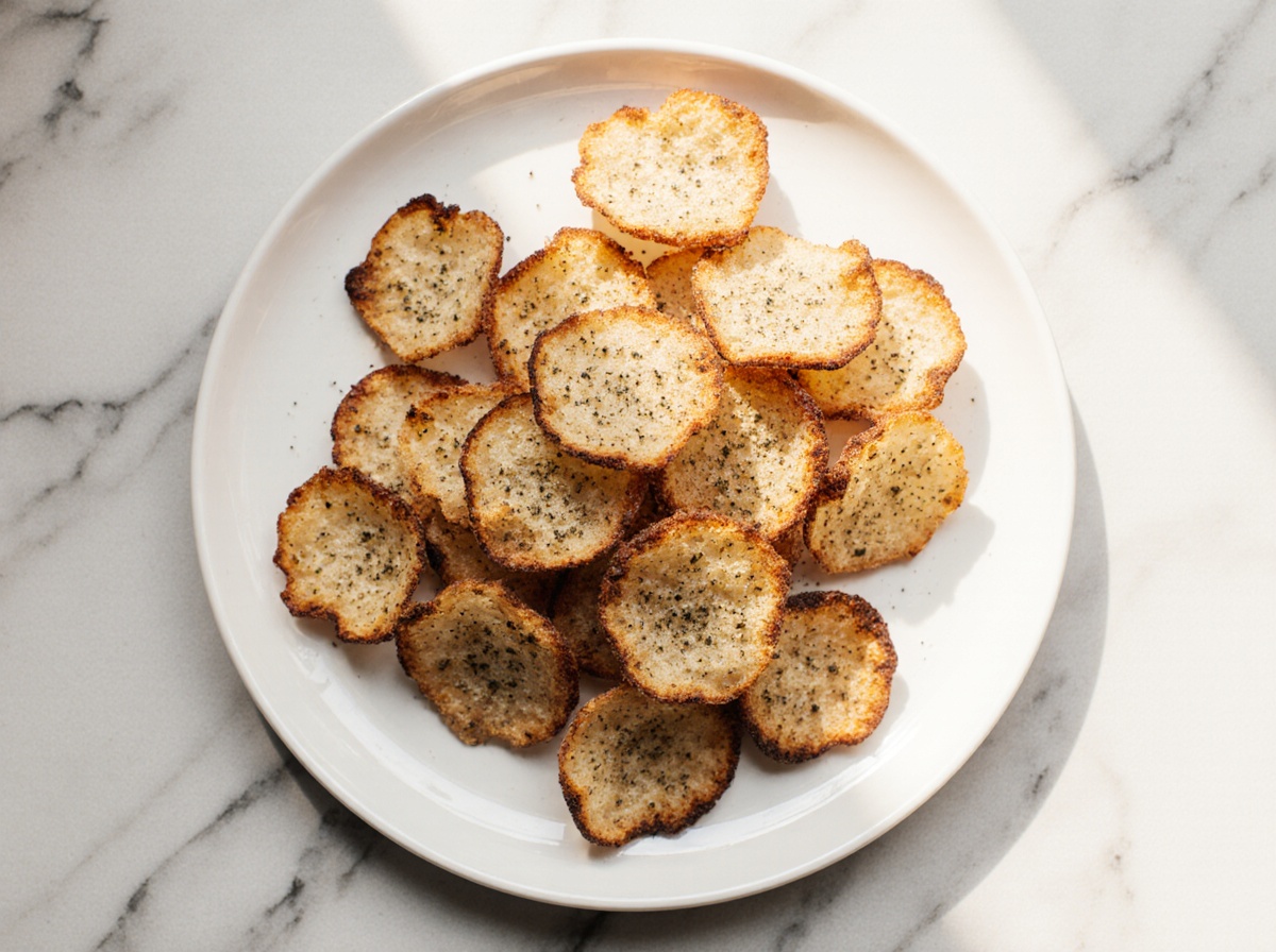 Brotchips in der Heißluftfritteuse, perfekt knusprig und lecker.