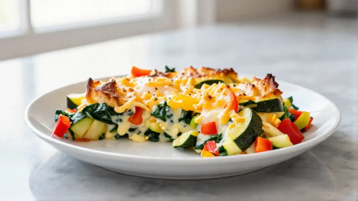 Bunter Osterbrunch-Auflauf aus der Heißluftfritteuse lecker zubereitet.