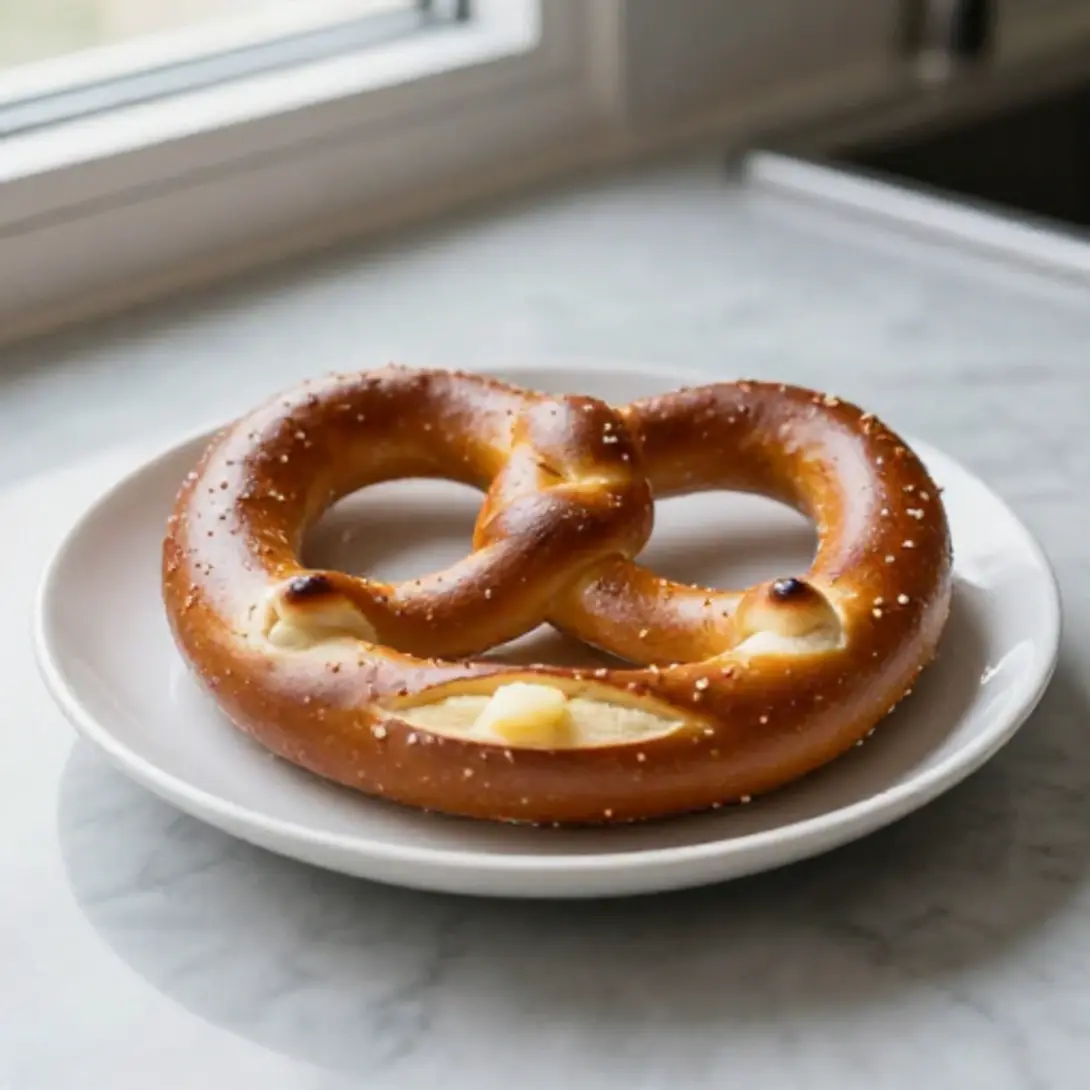 Frisch gebackene Butterbrezel im Airfryer.