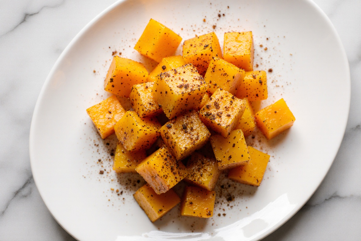 Butternut Kürbis in der Heißluftfritteuse zubereitet