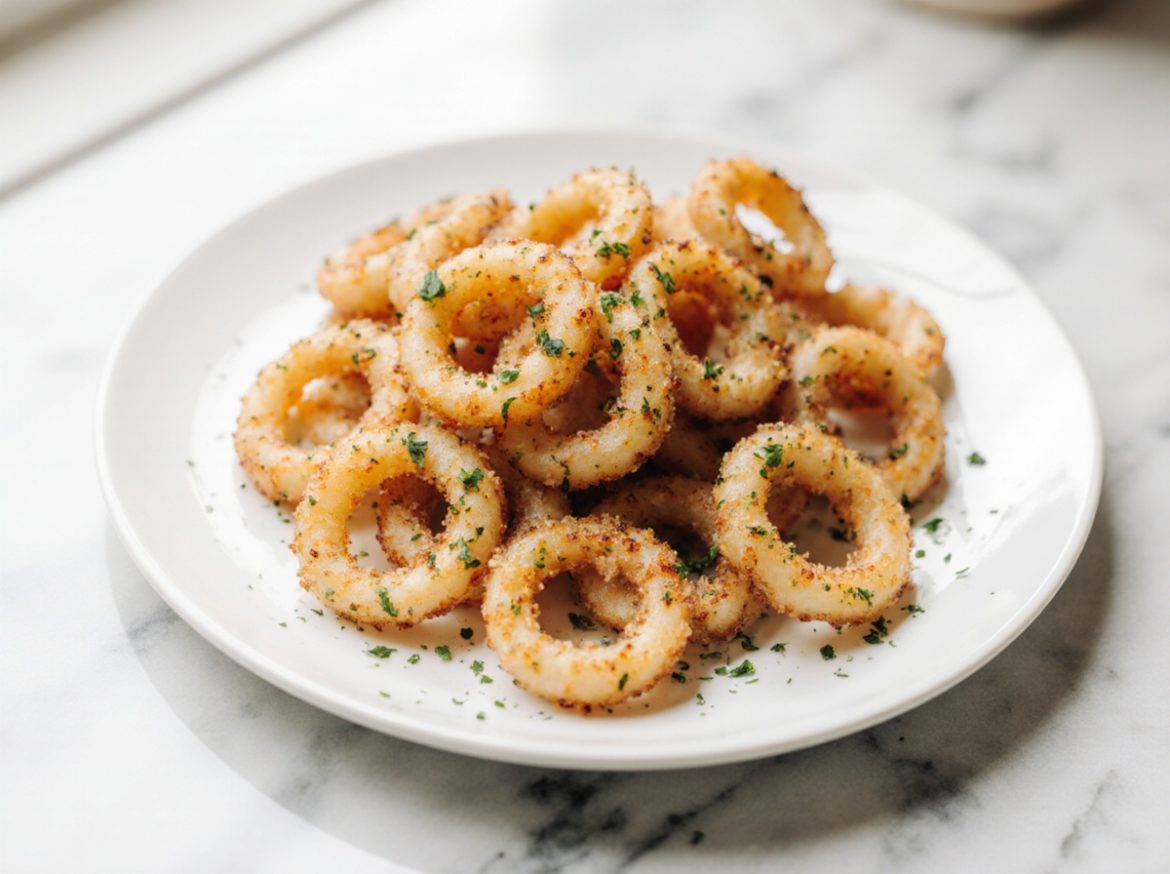 Leckere Calamari-Ringe aus der Heißluftfritteuse, perfekt knusprig!