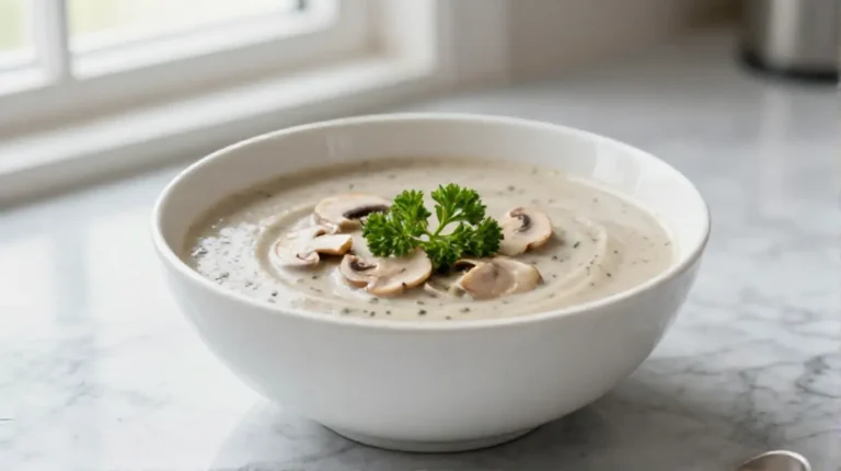 Champignoncremesuppe aus der Heißluftfritteuse Leckere Champignoncremesuppe, perfekt aus der Heißluftfritteuse zubereitet.