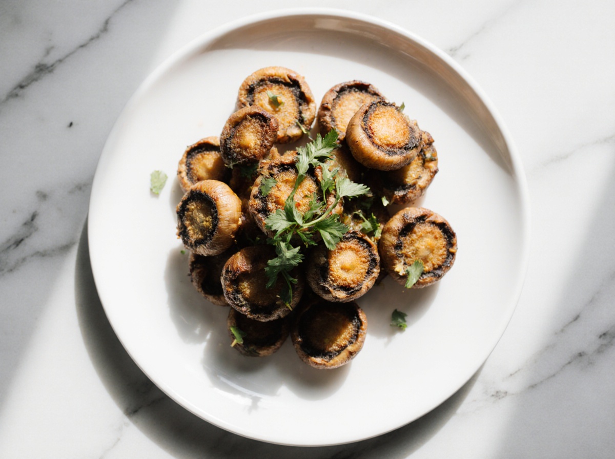 Leckere Champignons aus der Heißluftfritteuse, perfekt für jeden Snack-Liebhaber.