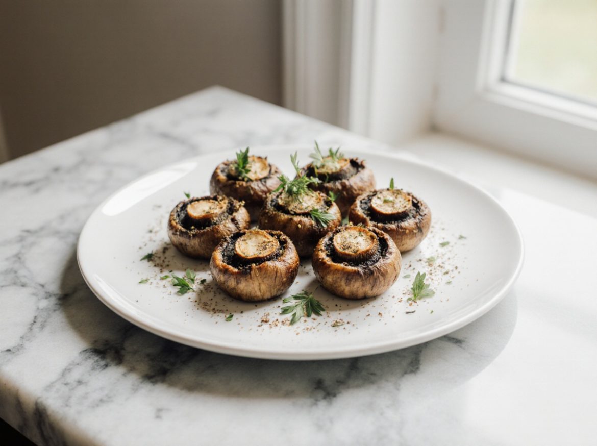 Leckere Champignons aus der Heißluftfritteuse für ein gesundes Gericht.