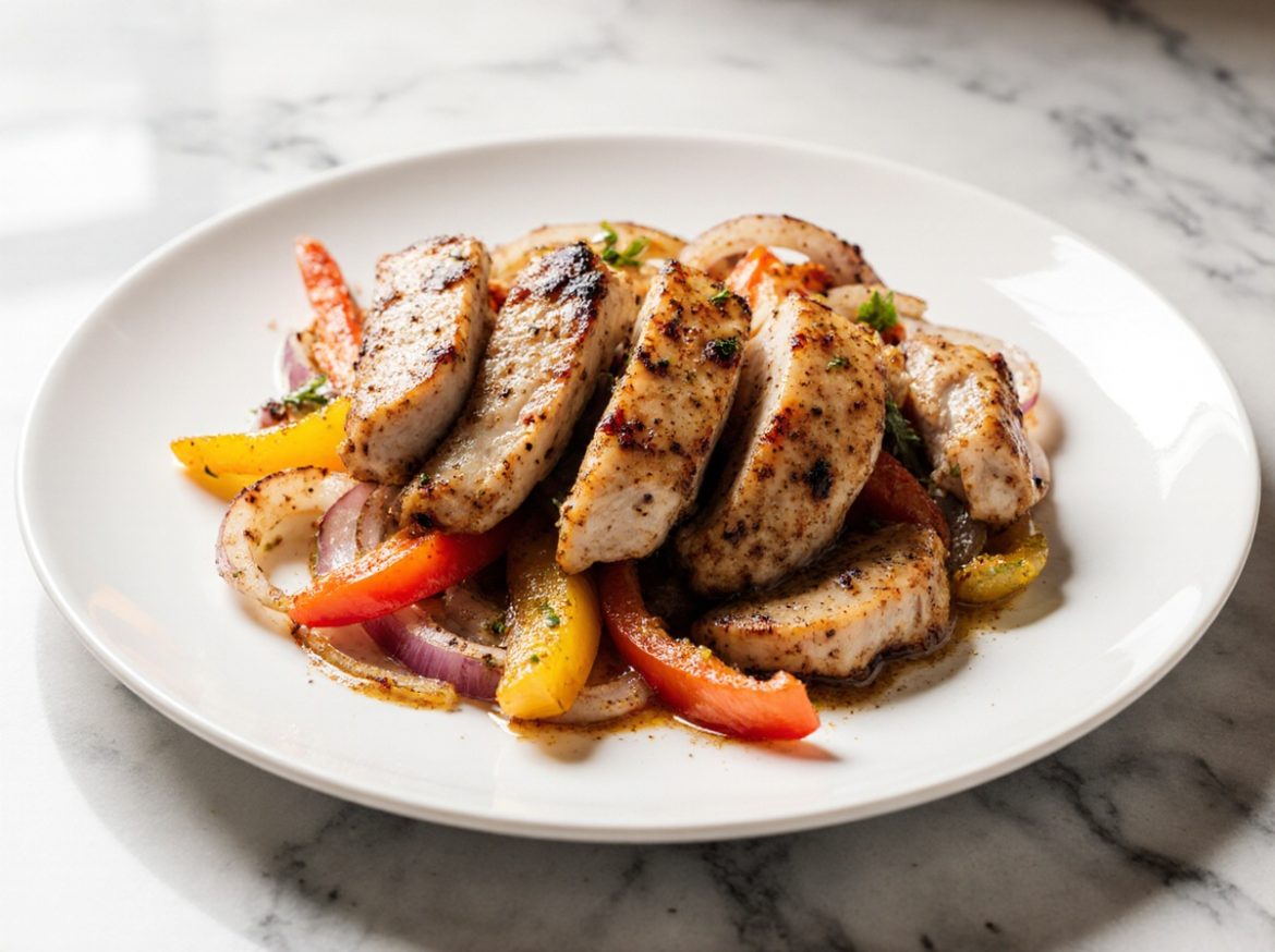 Leckere Chicken Fajita im Airfryer zubereitet.