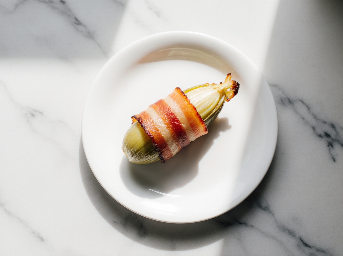 Chicoree in bacon aus der Heißluftfritteuse, eine leckere und gesunde Snack-Option.