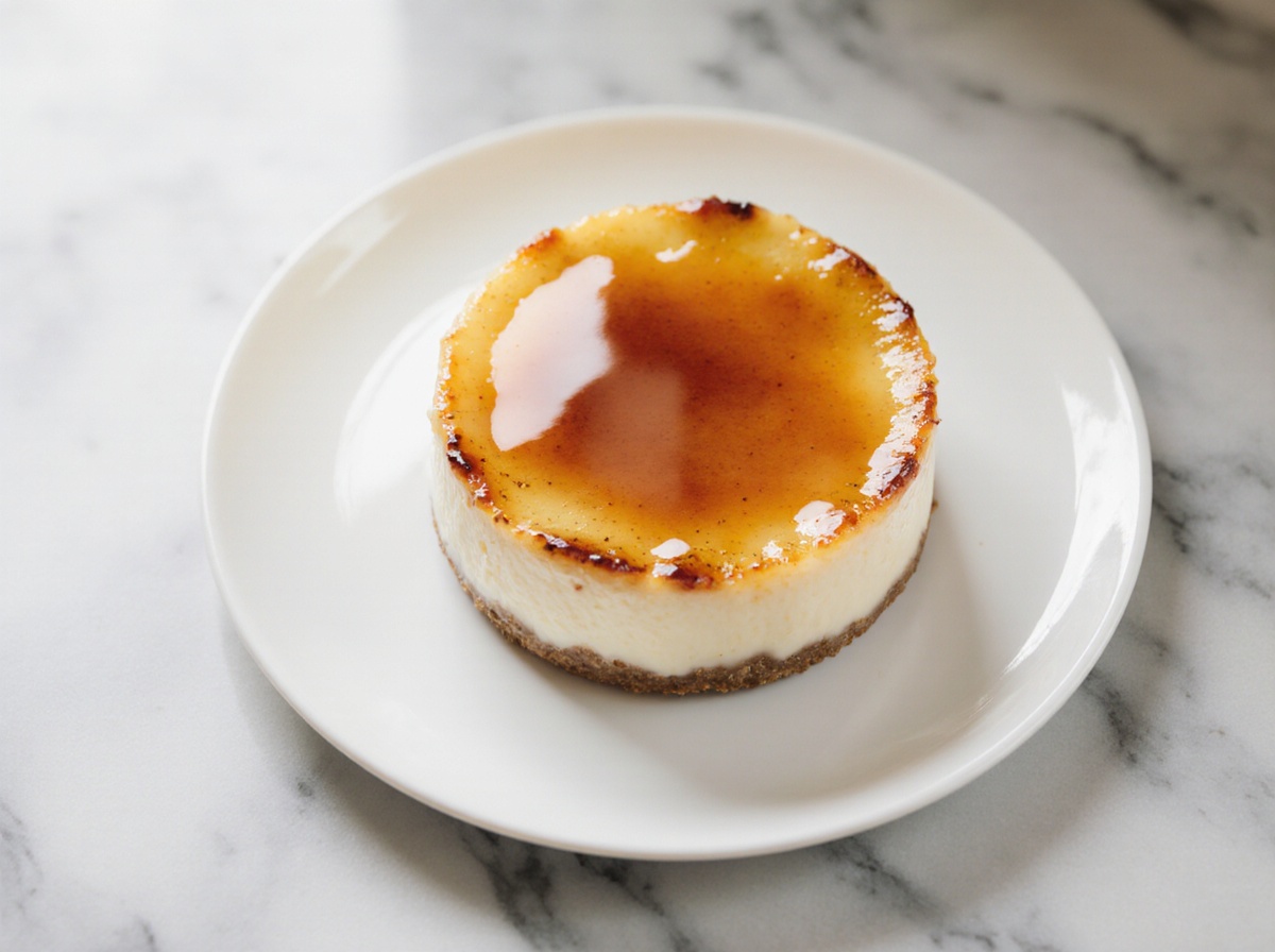 Eine leckere Crème brûlée aus der Heißluftfritteuse, perfekt karamellisiert.