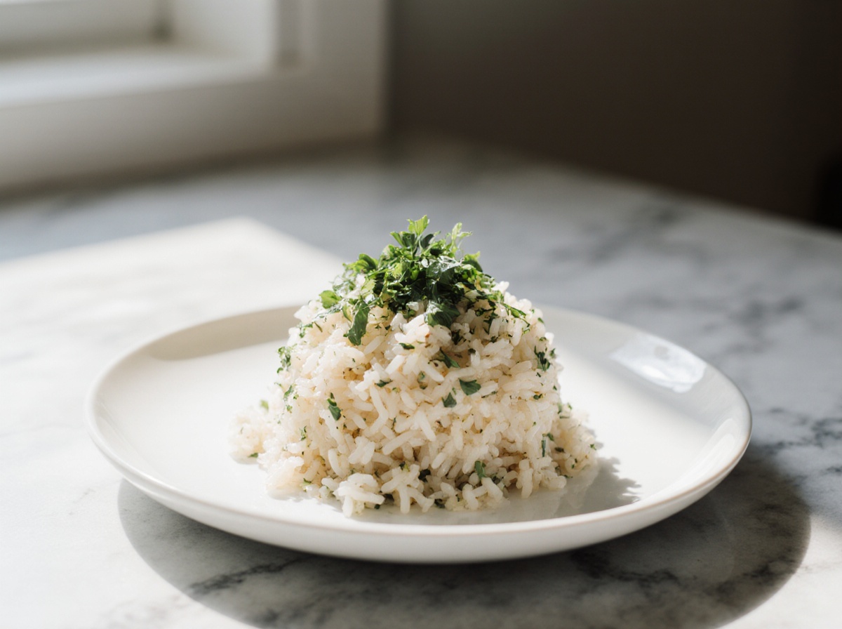 Crispy Reis in der Heißluftfritteuse perfekt zubereitet.