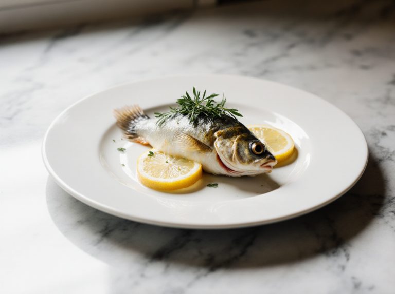 Eine zarte Dorade in der Heißluftfritteuse zubereitet.