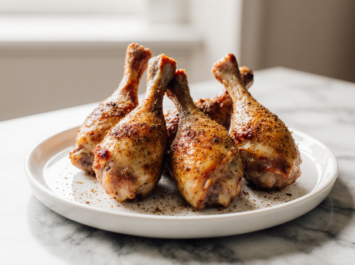 Leckere Drumstick in der Heißluftfritteuse zubereitet.