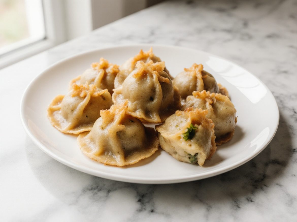 Leckere Dumplings aus der Heißluftfritteuse, perfekt für einen Snack.