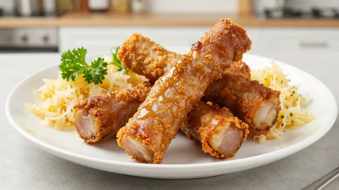 Eisbein aus der Heißluftfritteuse Zartes Eisbein aus der Heißluftfritteuse, perfekt gebräunt mit knuspriger Haut.