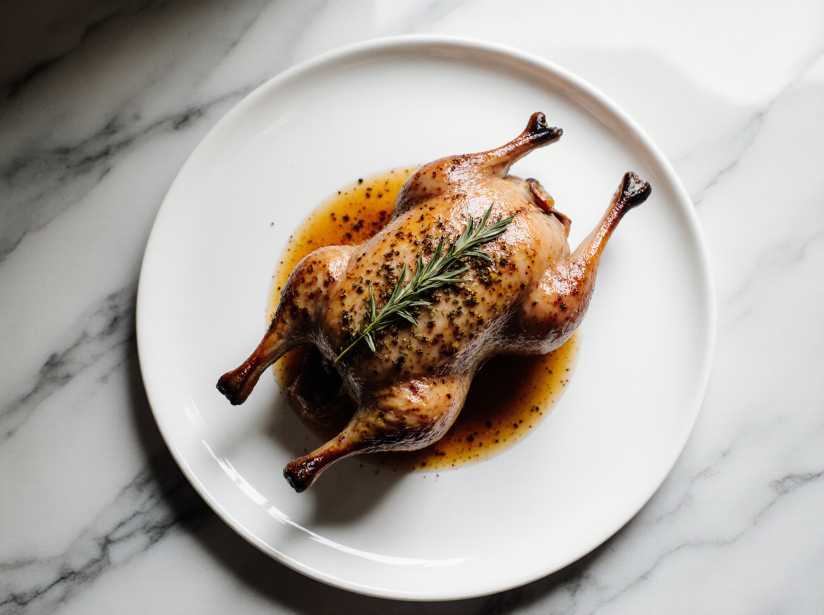 Leckere Ente im Heißluftfritteuse zubereitet.