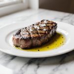 Leckeres Entrecote in der Heißluftfritteuse zubereitet.